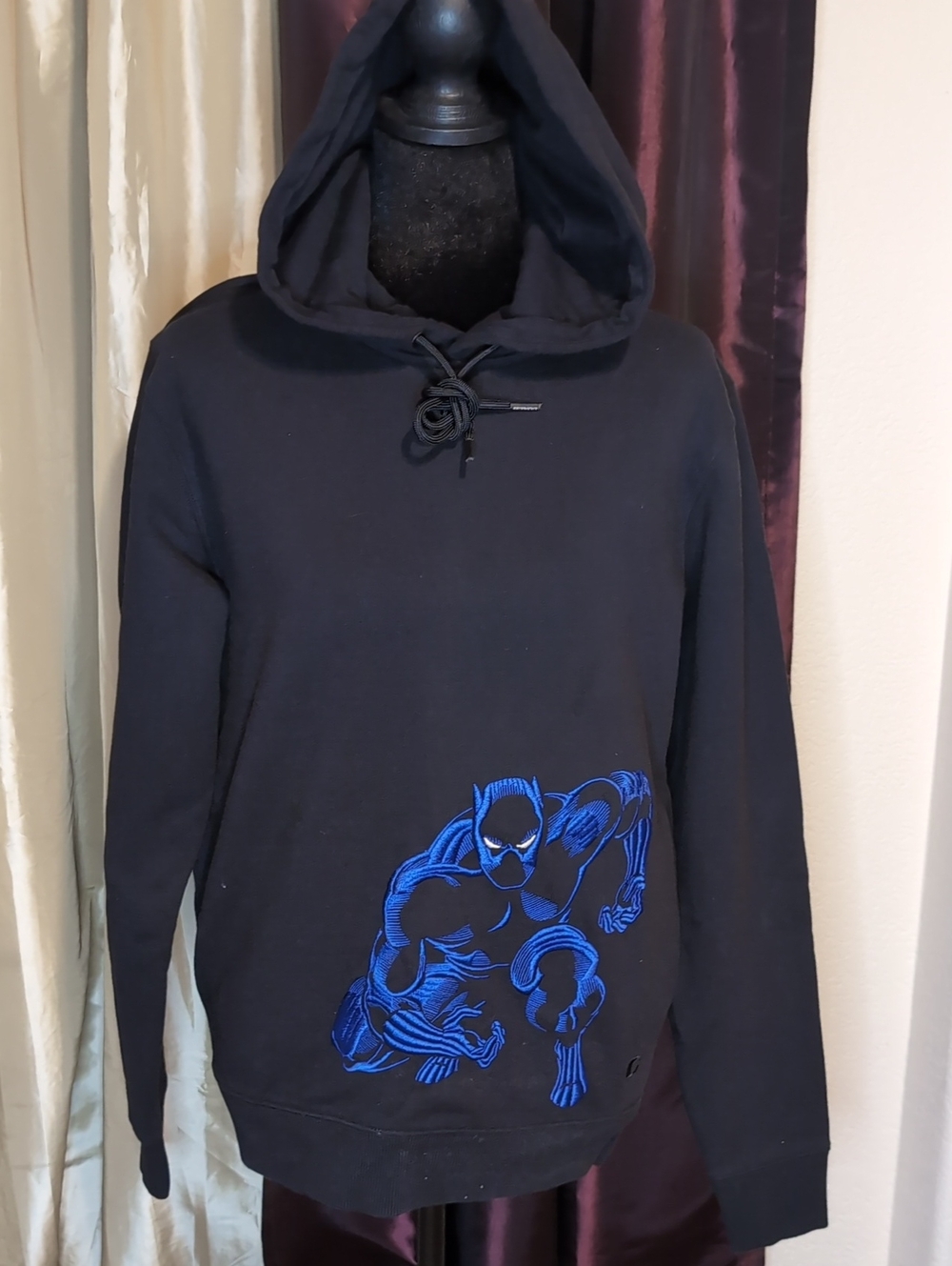 Coach Black Hoodie with Embroidered Marvel Black Panther